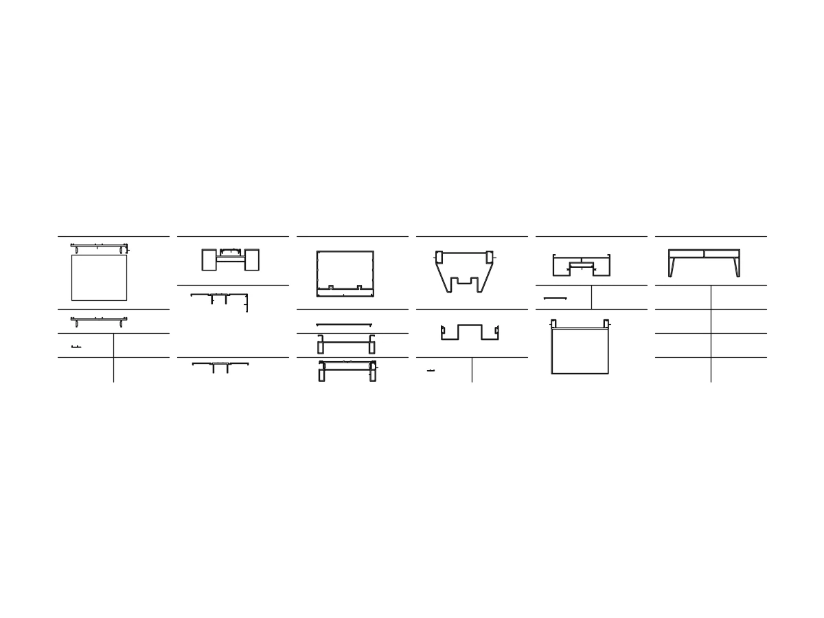 Drawing of facade cover parts with their assembly views in two groups