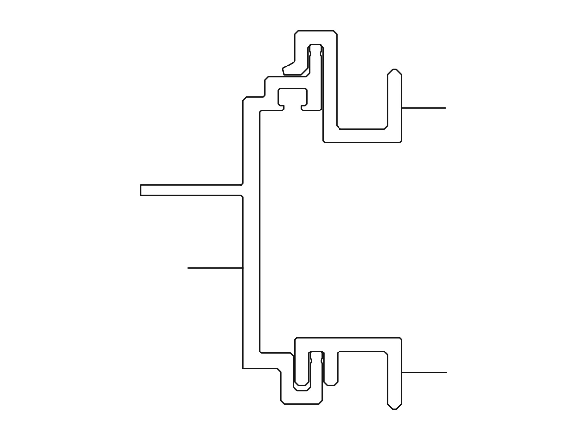 Single hanger bracket section with the step detail closed, from the stone curtain wall catalogue