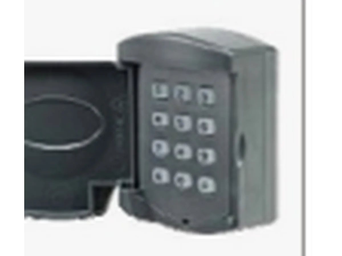 Garage door hand remotes and a wall control in a rendered garage interior, design rendering