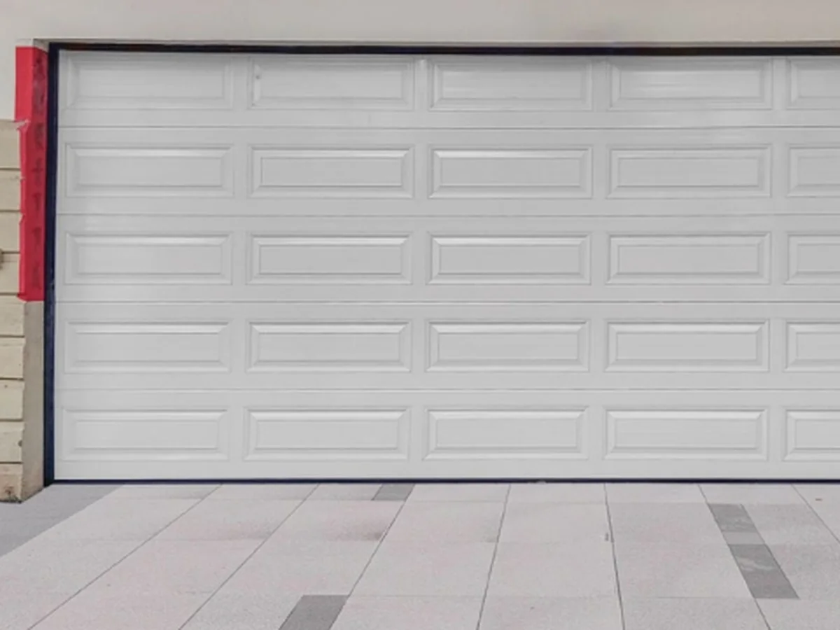 Drawing of the raised panel garage door panel relief and joint across the leaf