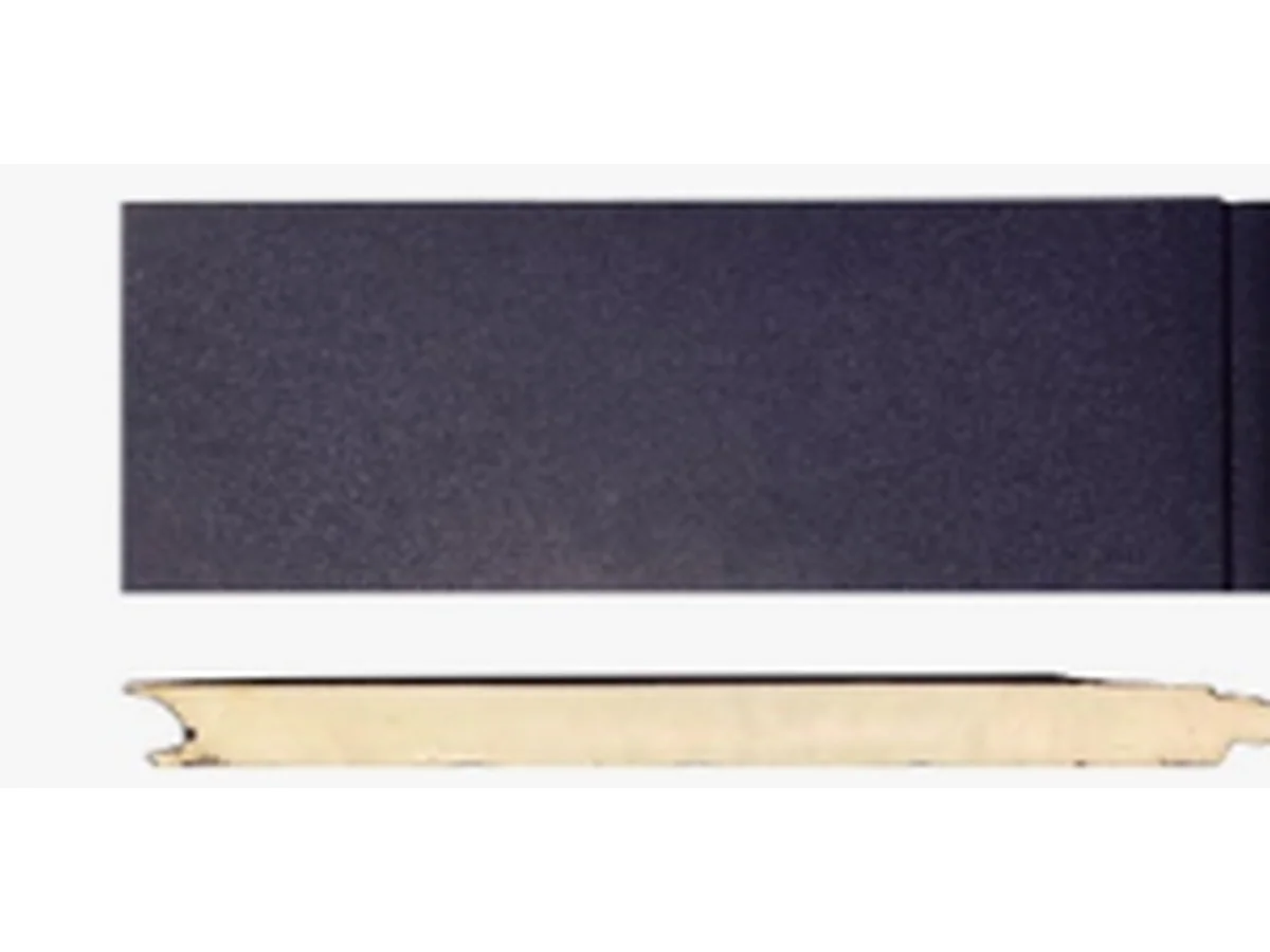 Cross-section drawing of the insulated steel garage door steel skin and injected core