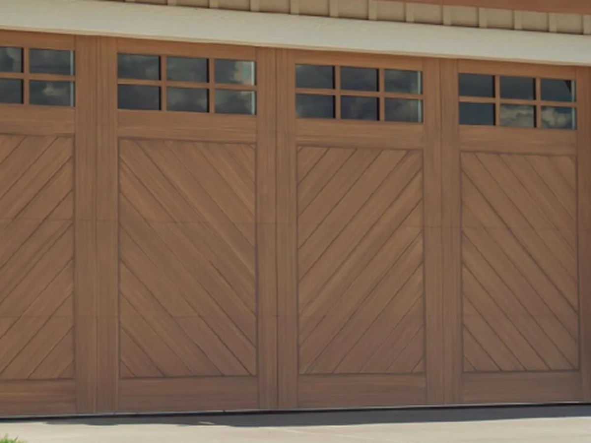 Drawing of the wood clad garage door cladding fixing along the leaf edge