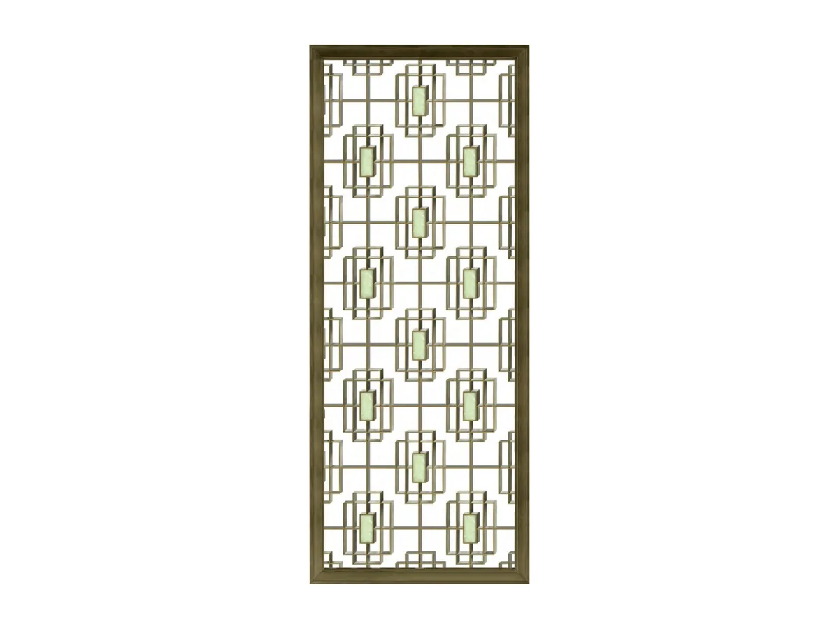 Decorative aluminium lattice panel with a tighter screen pattern on a light background, catalogue studio shot