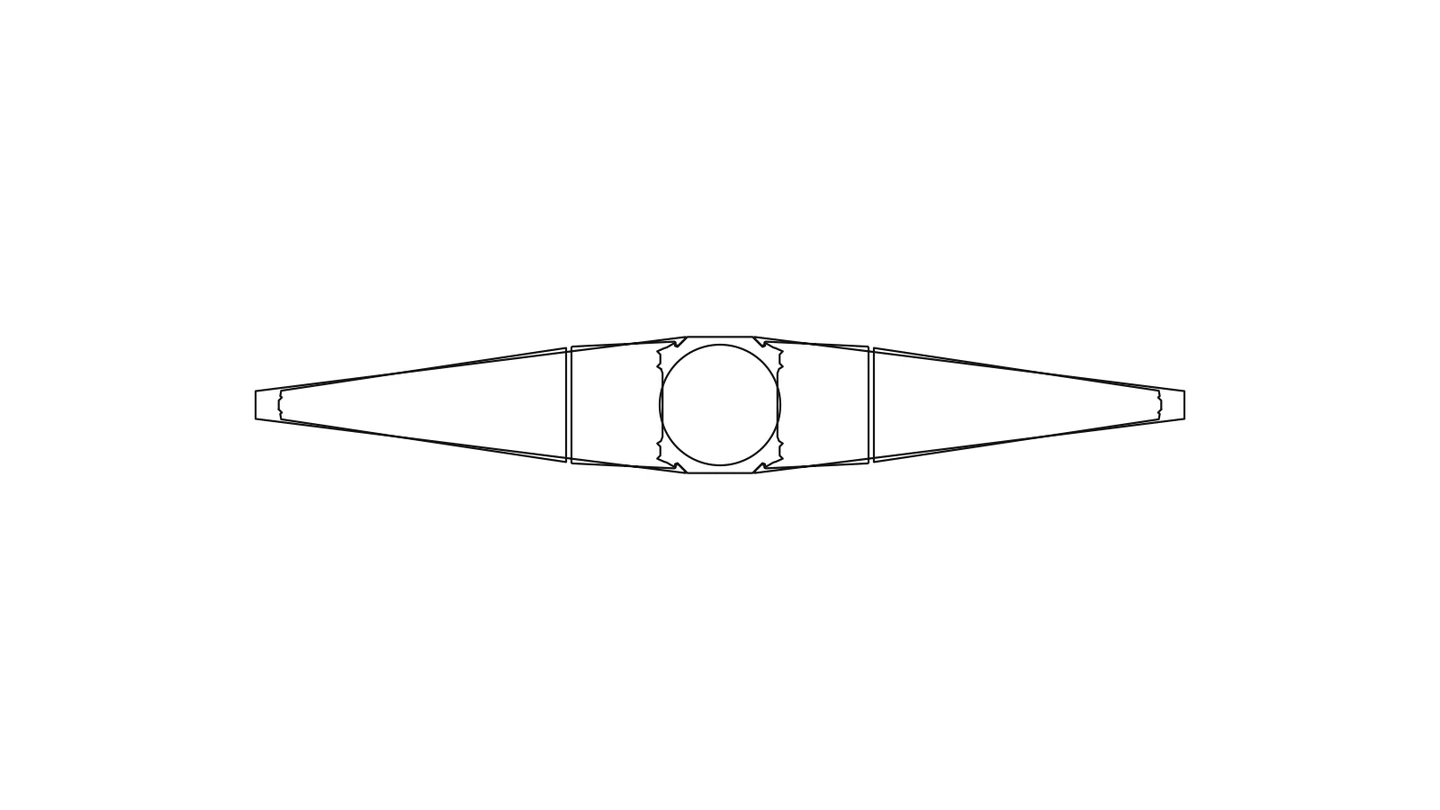 Flat louver blade section with the round tube, catalogue design drawing